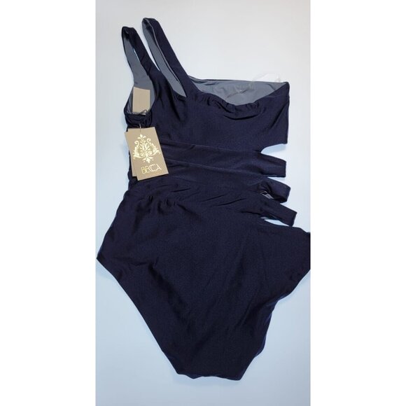 Becca By Rebecca Virtue Color Blue Asymmetric One Piece Small Reversible - Picture 2 of 4